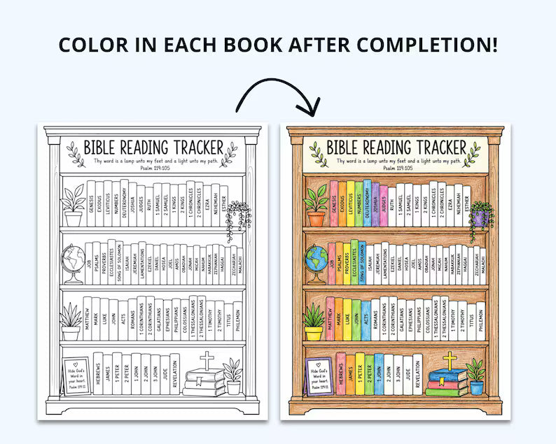 Bible Reading Tracker: Books of the Bible Color Tracker (Printable)